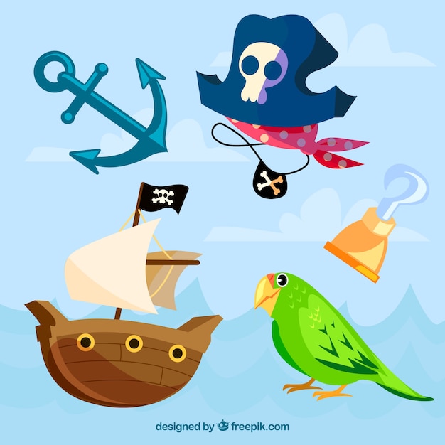 Parrot Et éléments Typiques Des Pirates