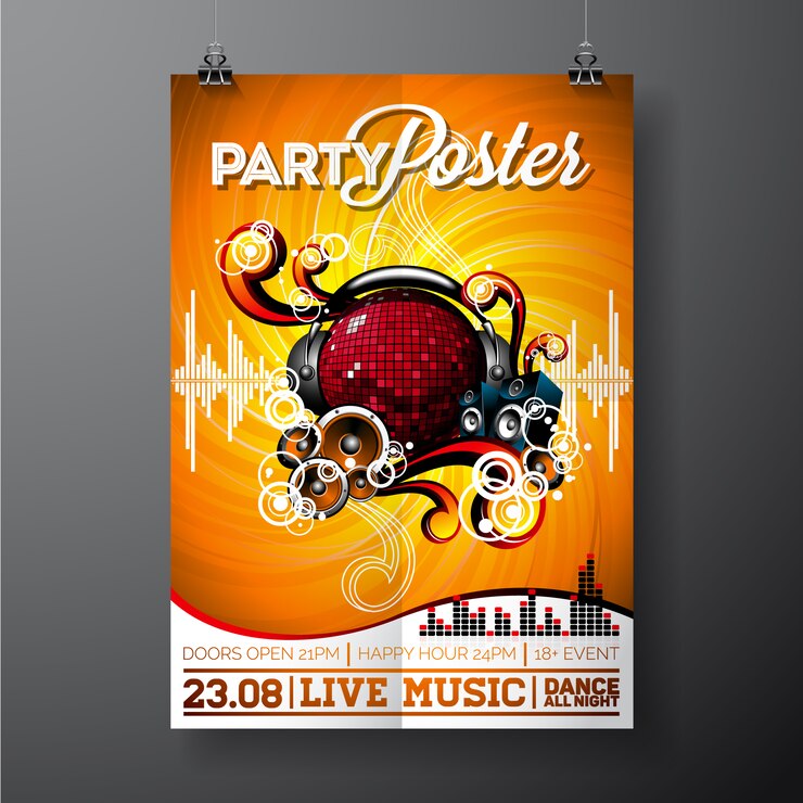 Vecteur gratuit parti modèle d&#39;affiche