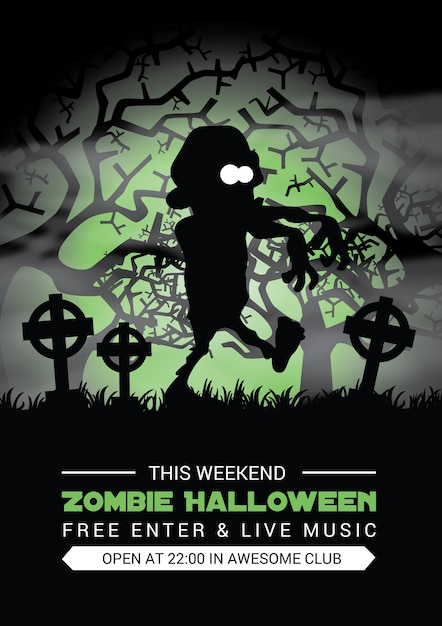 Vecteur gratuit party flyer zombie