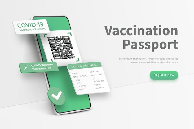 Passeport Covid19 Application Vectorielle Passeport De Vaccination Interface De L'application Passeport D'immunité Covid19 électronique Vecteur Premium
