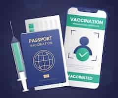 Vecteur gratuit passeport de vaccination dégradé et smartphone