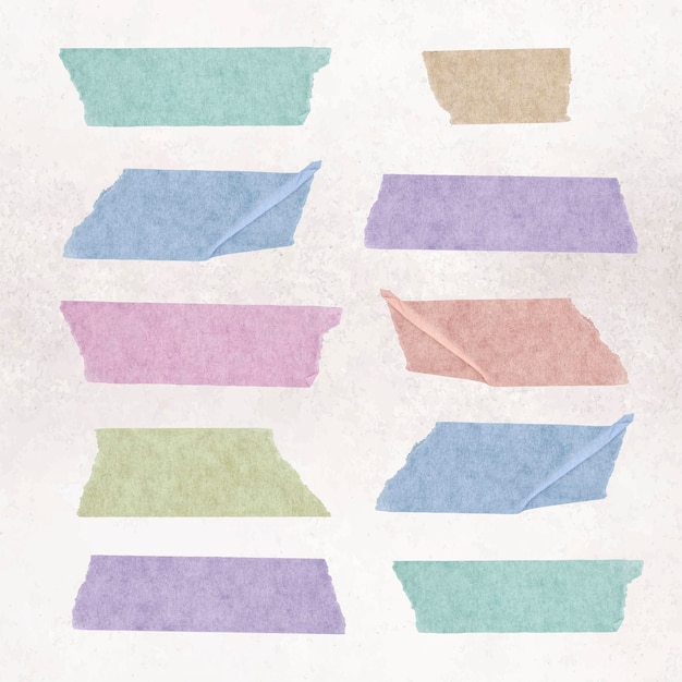 Vecteur gratuit pastel washi tape clipart, ensemble de vecteur d'élément de collage de papeterie mignon