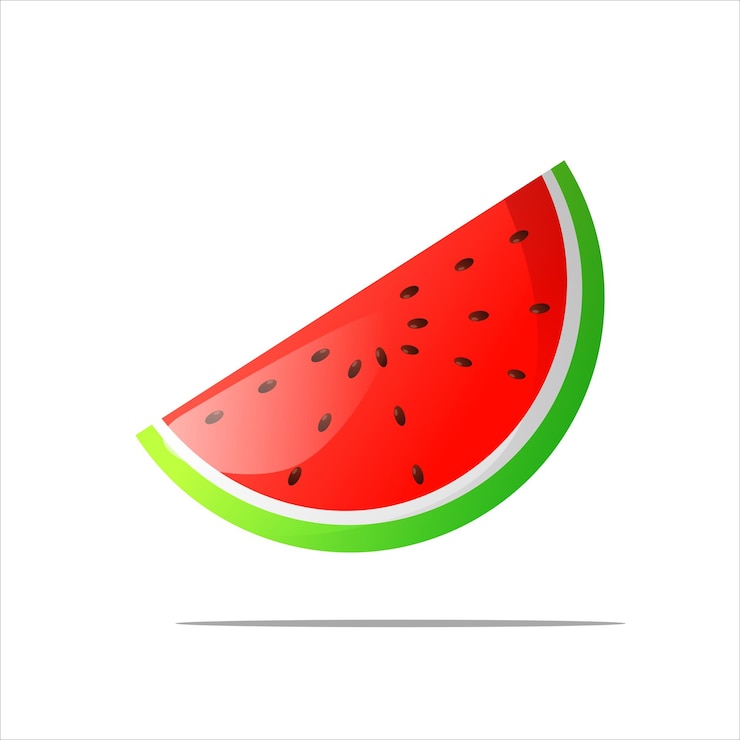 Vecteur gratuit une pastèque avec un fond vert et un fond rouge
