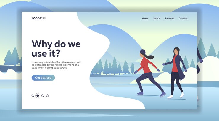 Vecteur gratuit patinage sur glace femmes sur le lac