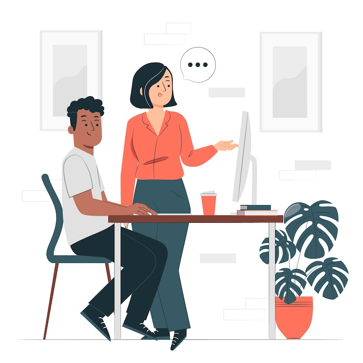 Vecteur gratuit patron aidant l'illustration de concept d'employé