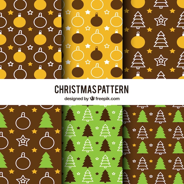 Vecteur gratuit patterns de balles et d'arbres de noël