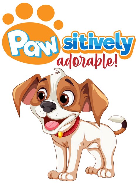 Vecteur gratuit paw sitivement adorable dessin animé mignon chiot