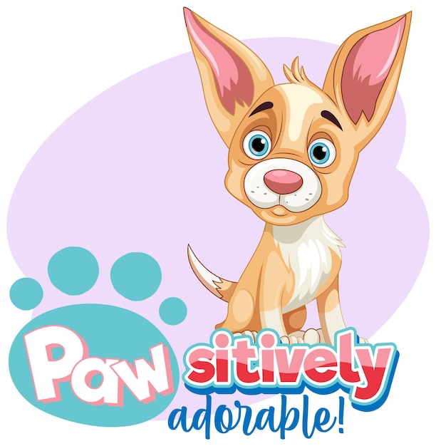 Vecteur gratuit paw sitivement adorable dessin animé mignon chiot