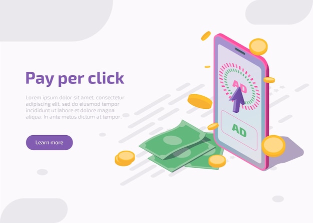 Pay Per Click Landing Page Isométrique