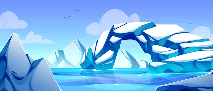 Vecteur gratuit paysage arctique avec des formations glaciaires