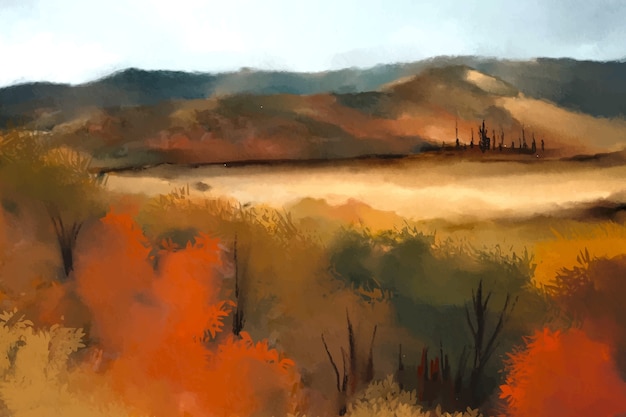 Paysage D'automne Aquarelle