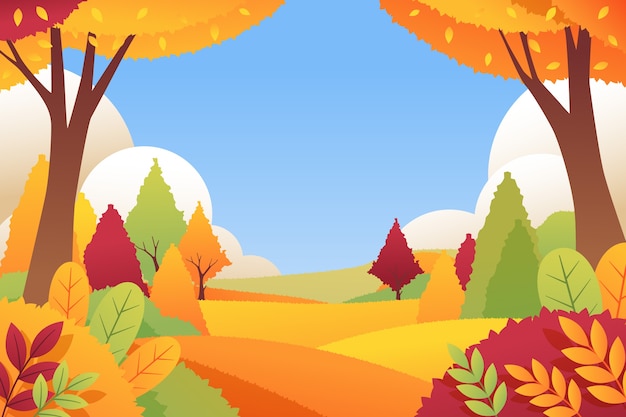 Vecteur gratuit paysage d'automne dégradé avec des arbres