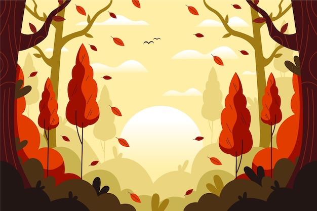 Vecteur gratuit paysage d'automne design plat