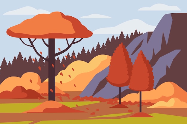 Vecteur gratuit paysage d'automne design plat