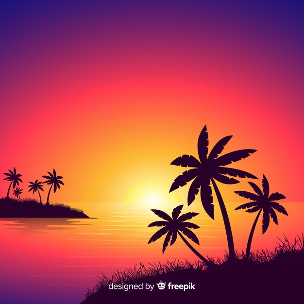 Paysage coucher de soleil plage dégradée