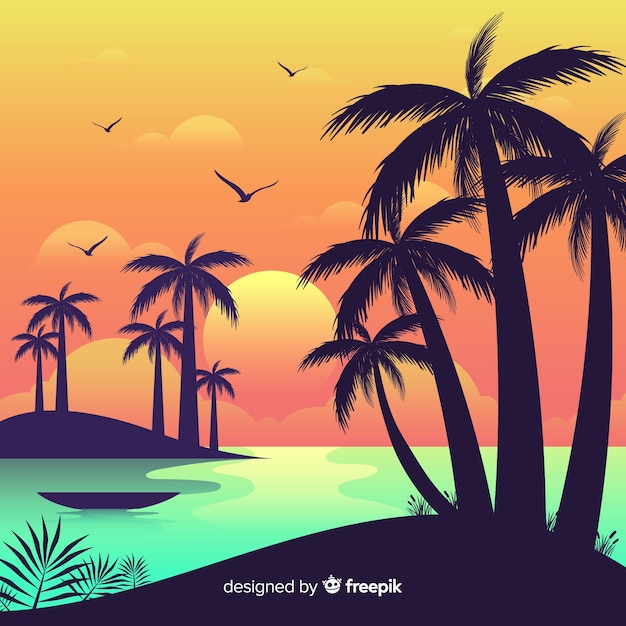Paysage coucher de soleil plage dégradée