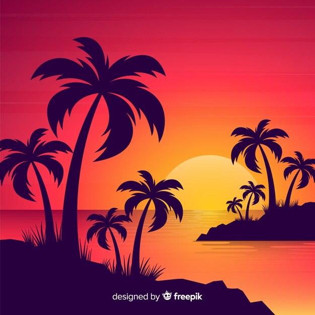 Paysage coucher de soleil plage dégradée