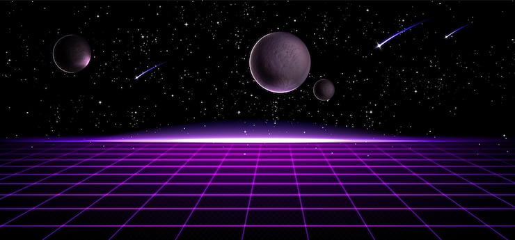 Vecteur gratuit paysage de cybersurface numérique rétro des années 80
