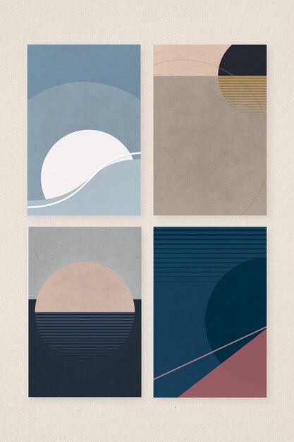 Paysage défini vecteur style d'affiche minimal en couleur terne