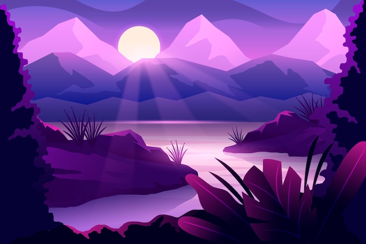Vecteur gratuit paysage dégradé avec rivière