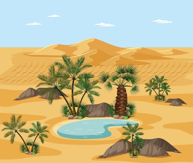 Paysage désertique avec scène d'éléments d'arbre de la nature