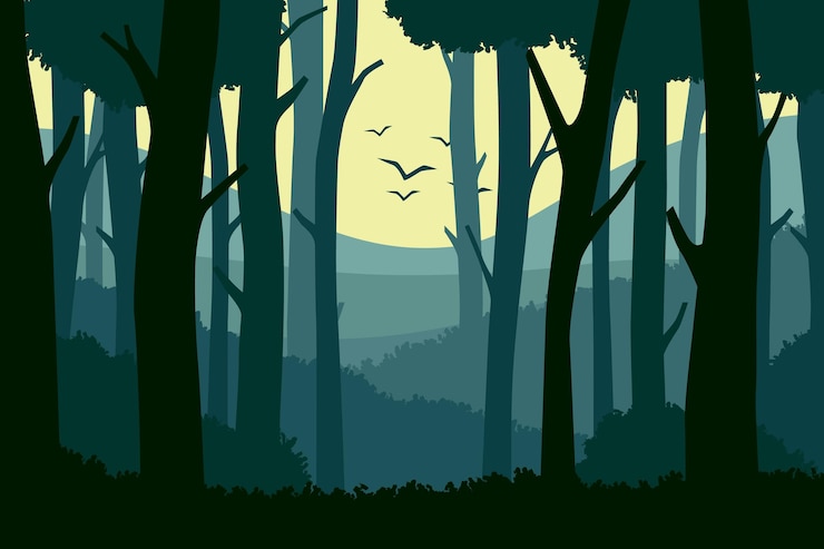Vecteur gratuit paysage forestier design plat