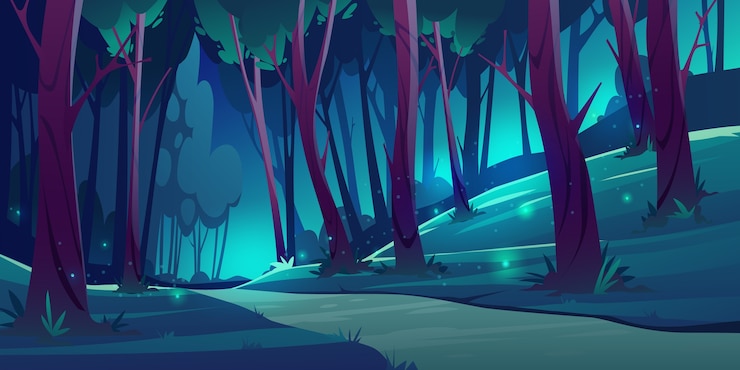 Vecteur gratuit paysage forestier de dessin animé