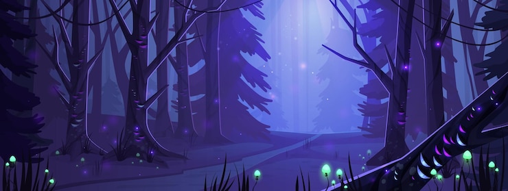 Vecteur gratuit paysage forestier de nuit avec arbres et vecteur de route