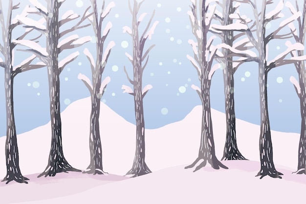 Vecteur gratuit paysage d'hiver à l'aquarelle