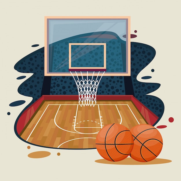 Vecteur gratuit paysage de jeu de sport de basket-ball