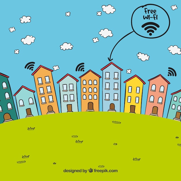 Paysage Des Maisons Avec Wifi Gratuit