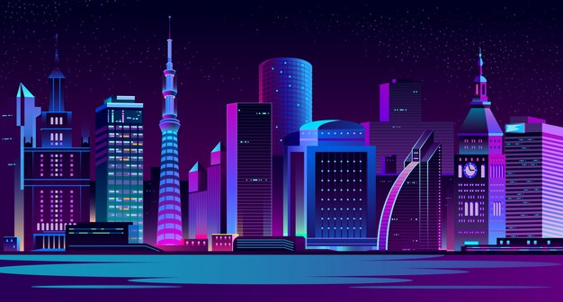 Paysage nocturne de la ville moderne
