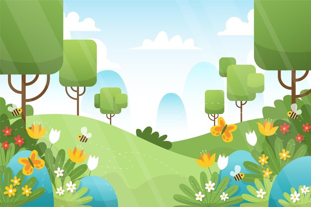 Paysage de printemps dessiné à la main