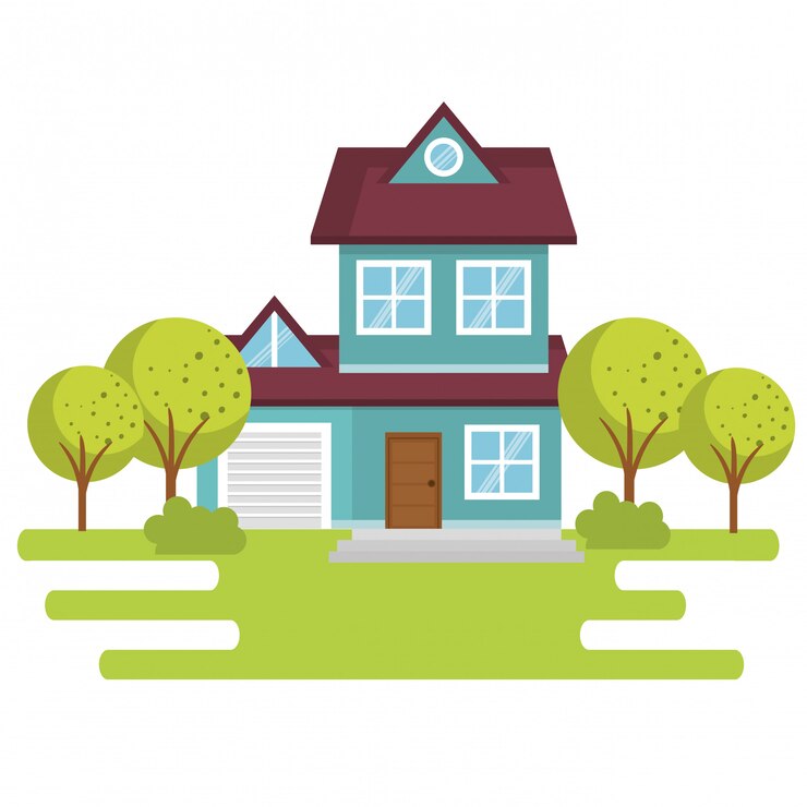 Vecteur gratuit paysage avec scène de maison