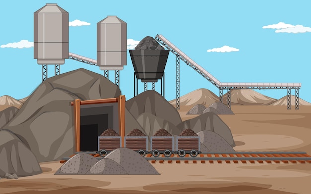 Paysage de la scène des mines de charbon