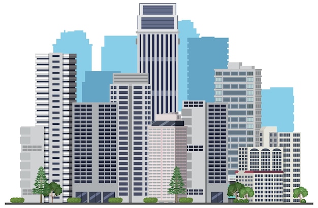 Paysage urbain avec de hauts gratte-ciel