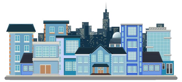 Paysage urbain urbain isolé sur fond blanc
