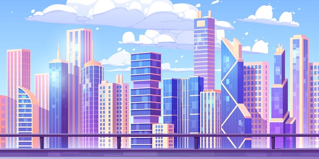 Vecteur gratuit paysage de la ville de dessin animé