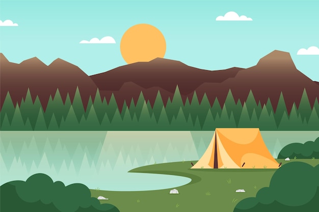 Vecteur gratuit paysage de la zone de camping