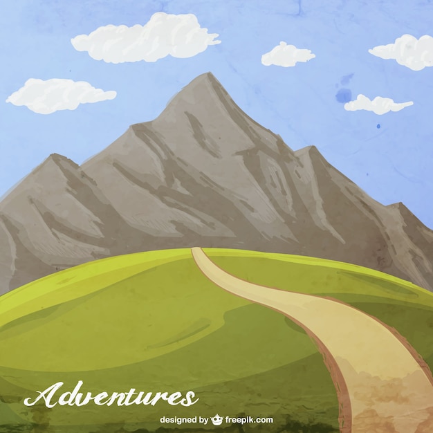 Vecteur gratuit peint à la main aventure en montagne