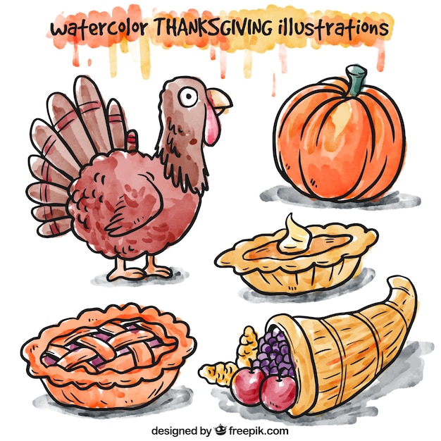 Vecteur gratuit peints à la main illustrations de thanksgiving