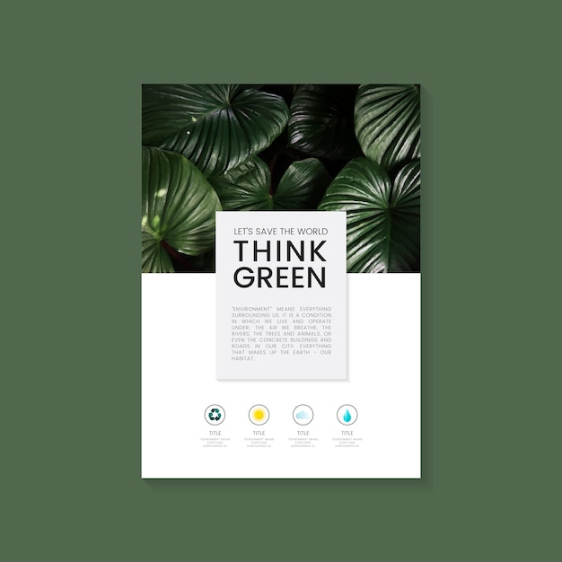 Vecteur gratuit pensez vecteur de brochure verte conservation de l'environnement