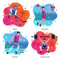 Vecteur gratuit people in sport 2x2 design concept