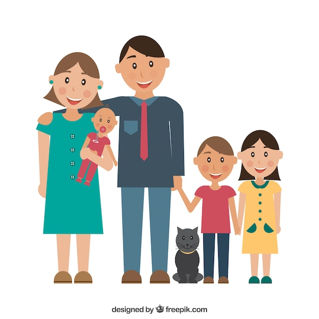 Vecteur gratuit père, mère et les enfants