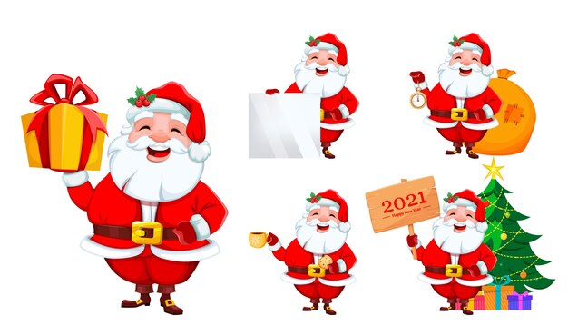 Collection De Personnages Du Pere Noel Au Design Plat Vecteur Gratuite