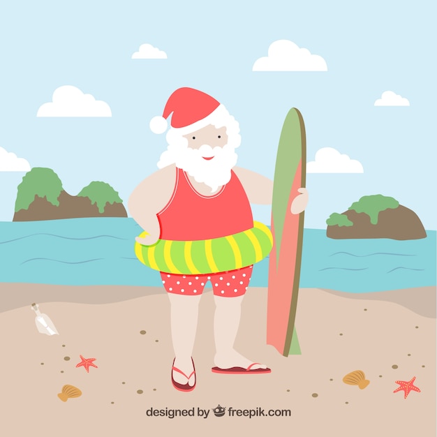 Père Noël Sur La Plage