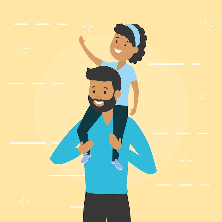 Vecteur gratuit un père avec sa petite fille.