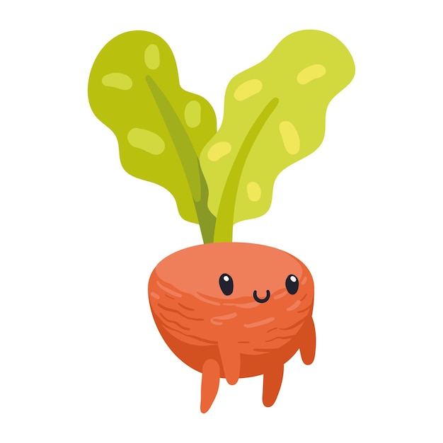 Vecteur gratuit personnage de bande dessinée de légumes radis frais
