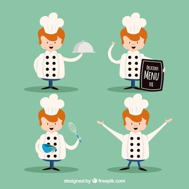 Vecteur gratuit personnage de chef en design plat