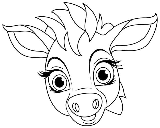 Vecteur gratuit personnage de coloriage doodle tête de cheval mignon